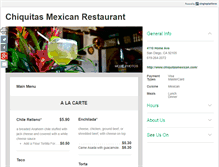 Tablet Screenshot of chiquitasmexican.com